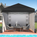 10X10 Pop Up Canopy Tent with 4 Sidewalls, Outdoor, One Push Setup in Pitch black, alternate view 2