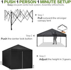 10X10 Pop Up Canopy Tent with 4 Sidewalls, Outdoor, One Push Setup in Pitch black, alternate view 5