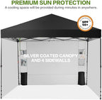 10X10 Pop Up Canopy Tent with 4 Sidewalls, Outdoor, One Push Setup in Pitch black, alternate view 7