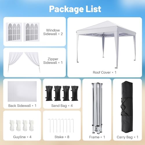 10x10 Pop Up Canopy Tent with 4 Sidewalls, White in White, alternate view 5