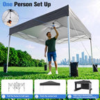 10x10 Pop Up Canopy Tent with Dual Vented Roof, One Push Setup, Black in Black, alternate view 3