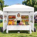 10x10 Pop Up Canopy Tent with Dual Vented Roof, One Push Setup, White in White