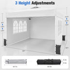 10x10 Pop Up Canopy Tent with Dual Vented Roof, One Push Setup, White in White, alternate view 2