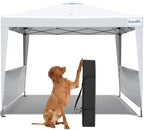 10x10 Pop Up Canopy Tent with Half Sidewall