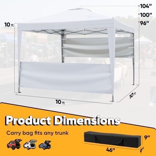 10x10 Pop Up Canopy Tent with Half Sidewall, alternate view 2