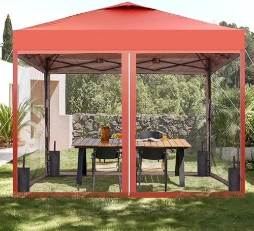 10x10 Pop up Canopy Tent with Mosquito Netting, Easy up Gazebo for Patio, Camping and Garden, Includes 4, alternate view 2
