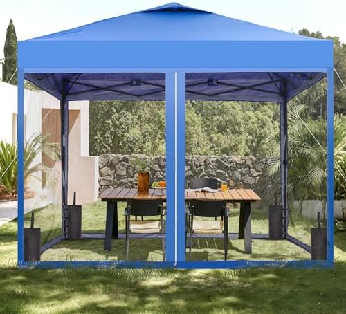10x10 Pop up Canopy Tent with Mosquito Netting, Easy up Gazebo for Patio, Camping and Garden, Includes 4, alternate view 2