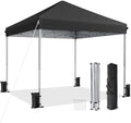 10x10 Pop Up Canopy Tent with One-Push Center Lock, Black in Black