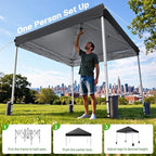 10x10 Pop Up Canopy Tent with One-Push Center Lock, Black in Black, alternate view 4