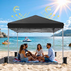 10x10 Pop Up Canopy Tent with One-Push Center Lock, Black in Black, alternate view 6