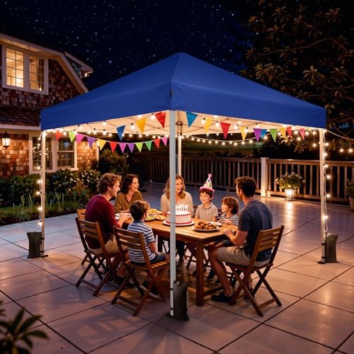 10x10 Pop Up Canopy Tent with One-Push Center Lock, Blue in Blue, alternate view 2
