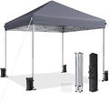 10x10 Pop Up Canopy Tent with One-Push Center Lock, Dark Gray in Dark Gray
