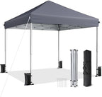 10x10 Pop Up Canopy Tent with One-Push Center Lock, Dark Gray in Dark Gray