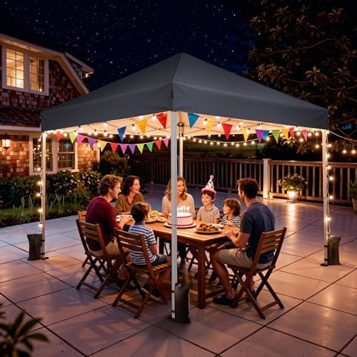 10x10 Pop Up Canopy Tent with One-Push Center Lock, Dark Gray in Dark Gray, alternate view 2
