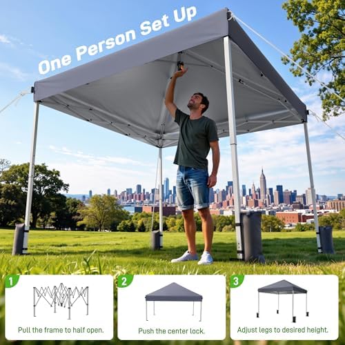 10x10 Pop Up Canopy Tent with One-Push Center Lock, Dark Gray in Dark Gray, alternate view 4