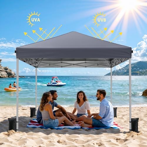 10x10 Pop Up Canopy Tent with One-Push Center Lock, Dark Gray in Dark Gray, alternate view 6