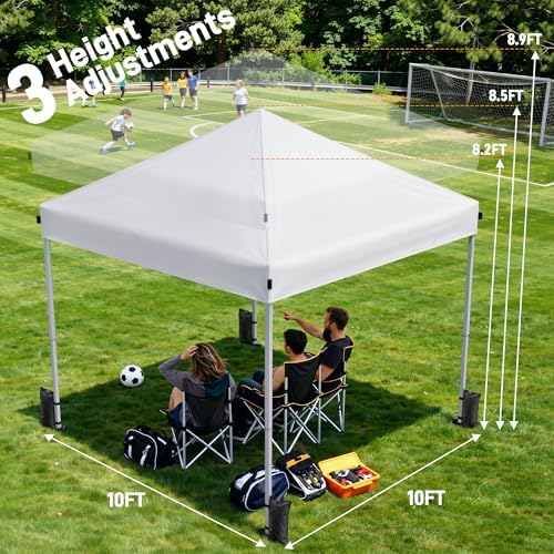 10x10 Pop Up Canopy Tent with One-Push Center Lock, White in White, alternate view 3