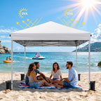 10x10 Pop Up Canopy Tent with One-Push Center Lock, White in White, alternate view 6