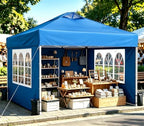 10x10 Pop Up Canopy Tent with One Push Setup, 3 Adjustable Heights, Blue in Blue