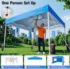 10x10 Pop Up Canopy Tent with One Push Setup, 3 Adjustable Heights, Blue in Blue, alternate view 3