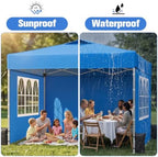 10x10 Pop Up Canopy Tent with One Push Setup, 3 Adjustable Heights, Blue in Blue, alternate view 5