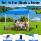 10x10 Pop Up Canopy Tent with One Push Setup, 3 Adjustable Heights, Blue in Blue, alternate view 6
