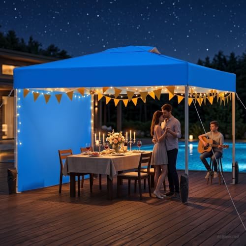 10x10 Pop Up Canopy Tent with One Push Setup, 3 Adjustable Heights, Blue in Blue, alternate view 7