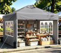 10x10 Pop Up Canopy Tent with One Push Setup, 3 Adjustable Heights, Gray in Gray