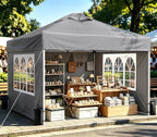 10x10 Pop Up Canopy Tent with One Push Setup, 3 Adjustable Heights, Gray in Gray
