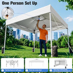 10x10 Pop Up Canopy Tent with One Push Setup, 3 Adjustable Heights, White in White, alternate view 3
