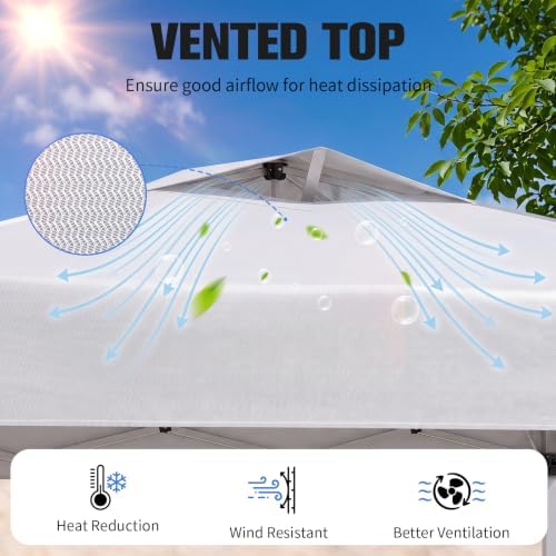 10x10 Pop Up Canopy Tent with One Push Setup, 3 Adjustable Heights, White in White, alternate view 4