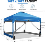 10x10 Pop Up Canopy Tent with One Push Setup, Outdoor Sun Shade Canopy for Backyard Party, Easy Up Instant, alternate view 3