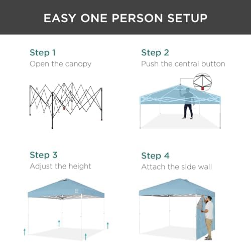10x10 Pop Up Canopy Tent with Sidewall, Blue/White, alternate view 5