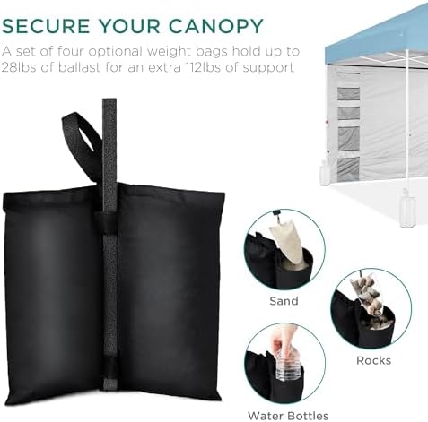 10x10 Pop Up Canopy Tent with Sidewall, Blue/White, alternate view 7