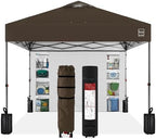 10x10 Pop Up Canopy Tent with Sidewall, Brown in Brown