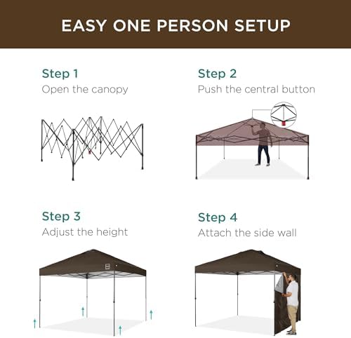 10x10 Pop Up Canopy Tent with Sidewall, Brown in Brown, alternate view 5