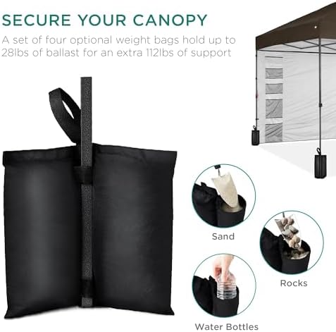 10x10 Pop Up Canopy Tent with Sidewall, Brown in Brown, alternate view 7