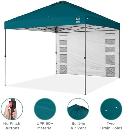 10x10 Pop Up Canopy Tent with Sidewall, Cerulean, alternate view 6