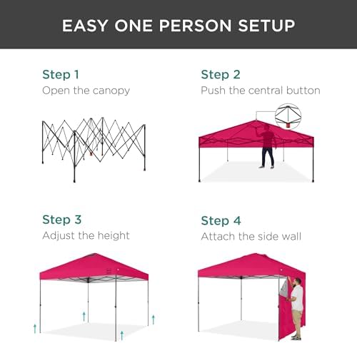 10x10 Pop Up Canopy Tent with Sidewall, Hot Pink, alternate view 5