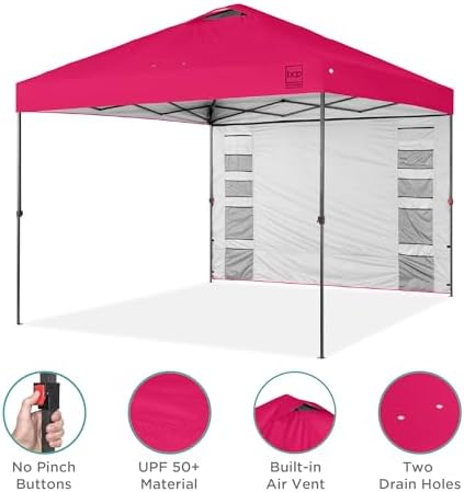 10x10 Pop Up Canopy Tent with Sidewall, Hot Pink, alternate view 6