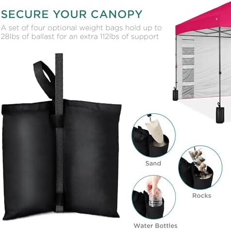 10x10 Pop Up Canopy Tent with Sidewall, Hot Pink, alternate view 7