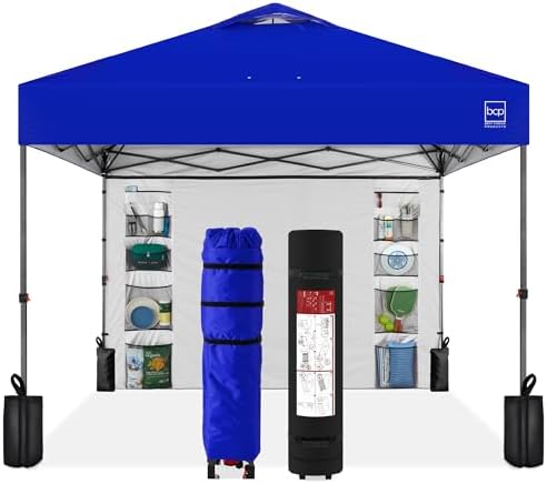 10x10 Pop Up Canopy Tent with Sidewall, Resort Blue