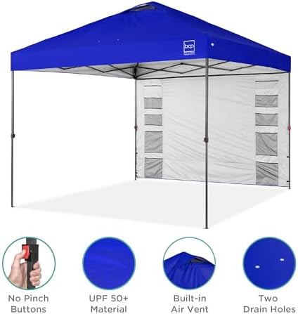 10x10 Pop Up Canopy Tent with Sidewall, Resort Blue, alternate view 6