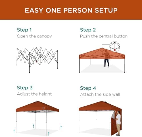10x10 Pop Up Canopy Tent with Sidewall, Rust, alternate view 5