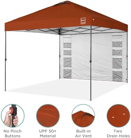 10x10 Pop Up Canopy Tent with Sidewall, Rust, alternate view 6