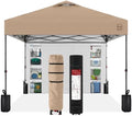 10x10 Pop Up Canopy Tent with Sidewall, Tan