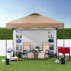 10x10 Pop Up Canopy Tent with Sidewall, Tan, alternate view 2