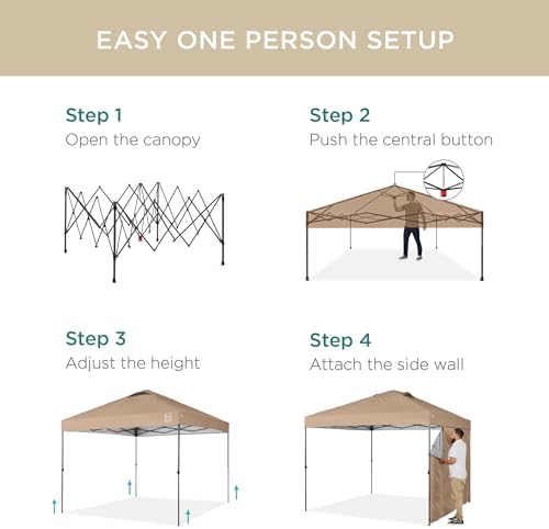 10x10 Pop Up Canopy Tent with Sidewall, Tan, alternate view 5