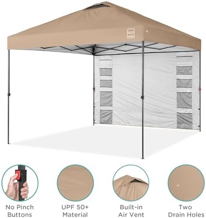 10x10 Pop Up Canopy Tent with Sidewall, Tan, alternate view 6