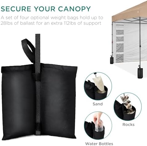 10x10 Pop Up Canopy Tent with Sidewall, Tan, alternate view 7